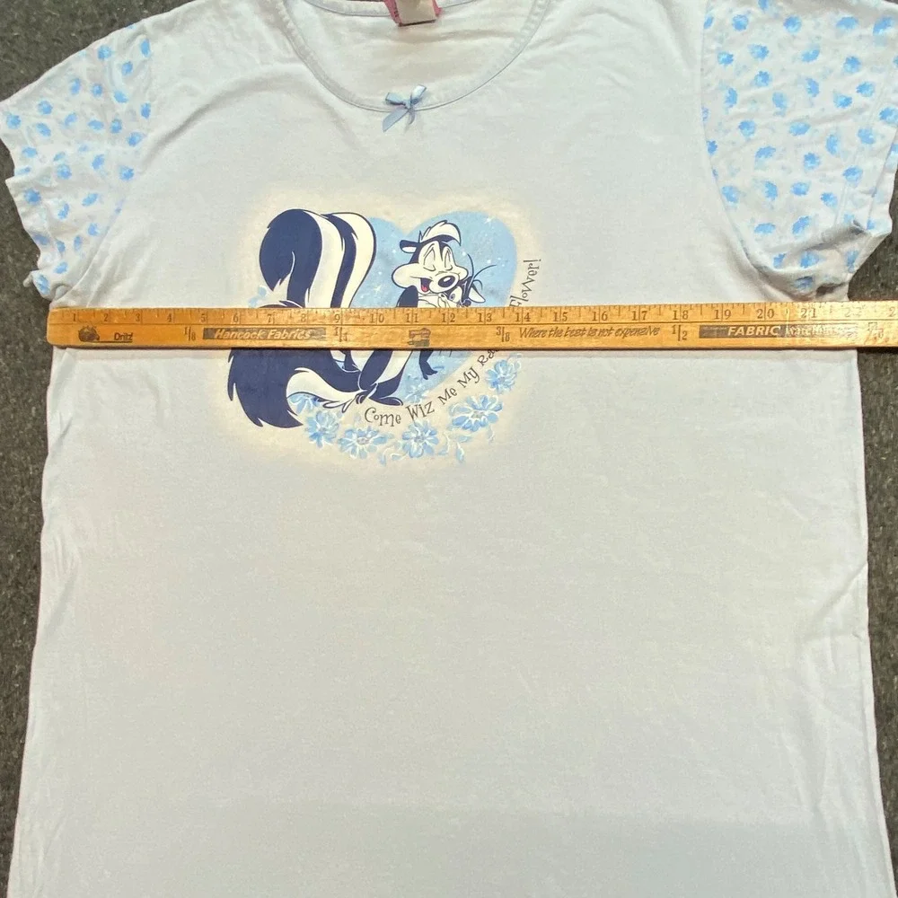 Looney Tunes Pepe Le Pew Nightgown Sz L/XL Women Blue Y2K 2002 Cartoon Sleepwear